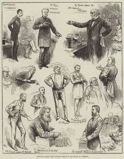 Sketches during the Cloture Debate in the House of Commons by Harry Furniss