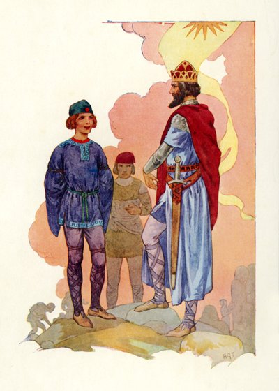 Merlin led before the king by Harry George Theaker