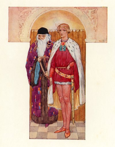 Merlin with Galahad by His Side by Harry George Theaker