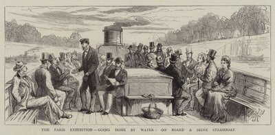The Paris Exhibition, going Home by Water, on Board a Seine Steamboat by Harry Hamilton Johnston