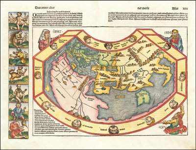 1493 Map of the World by Hartmann Schedel by Hartmann Schedel