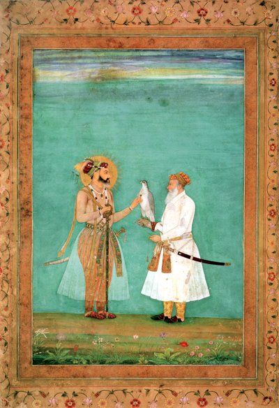 Emperor Shah Jahan and an elderly courtier with a falcon, c.1650 by Hashim Hashim