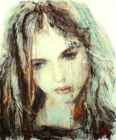 Melancholy Woman Portrait by Hein Kocken