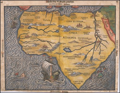 1592 Map of Africa by Heinrich Bünting