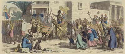 An Ancient Egyptian Pharaoh Setting Off for War (Coloured Engraving) by Heinrich Leutemann