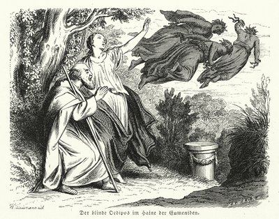 Oedipus and Antigone in the grove of the Eumenides by Heinrich Leutemann