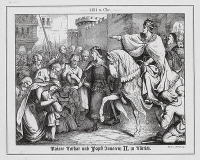 The Holy Roman Emperor Lothair III Meeting Pope Innocent II at Liege by Heinrich von Doernberg