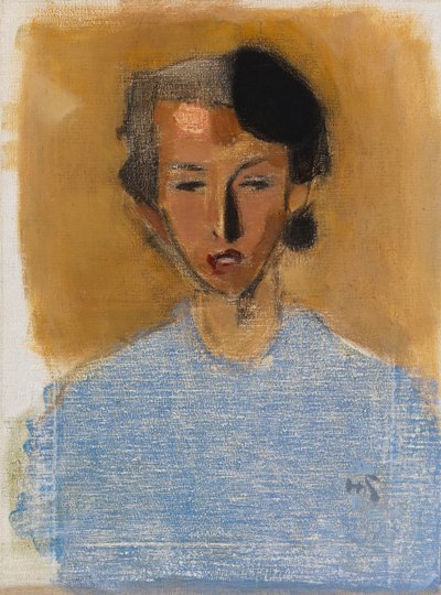 Portrait of a Girl in Blue and Brown (Inez) by Helene Schjerfbeck