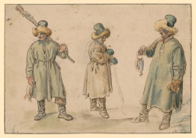 Three Studies of a Farmer in Winter Clothing by Hendrick Avercamp