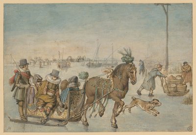 Horse Sleigh on the Ice by Hendrick Avercamp