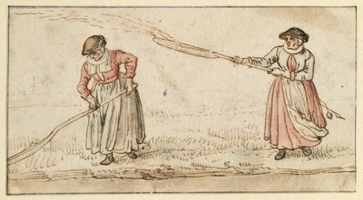 Two Women with Shovels by Hendrick Avercamp