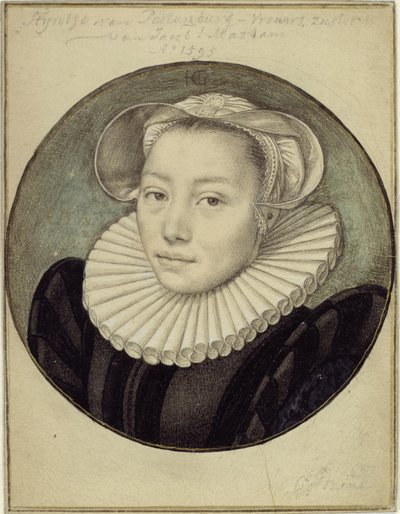 Bust of Styntje van Poelenburg-Vrouws, Sister of Jacob Matham by Hendrick Goltzius