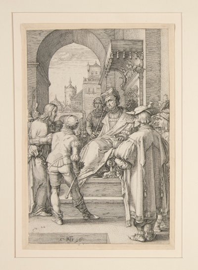 Christ Before Pilate, from The Passion, #5 in a series of 12 engravings by Hendrick Goltzius