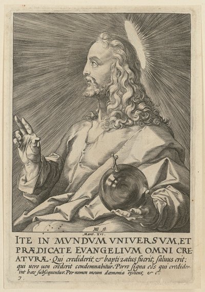Christ as Salvator Mundi, plate 7 from the series “Christ, the Twelve Apostles and Paul” by Hendrick Goltzius