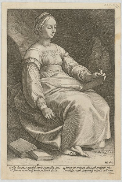 Clio, Plate 4 of the Series "Nine Muses" by Hendrick Goltzius