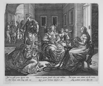 Lucretia and Her Women Spinning by Hendrick Goltzius