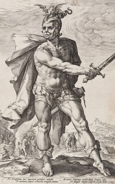 Mucius Scaevola (Roman Heroes, Plate 3) by Hendrick Goltzius