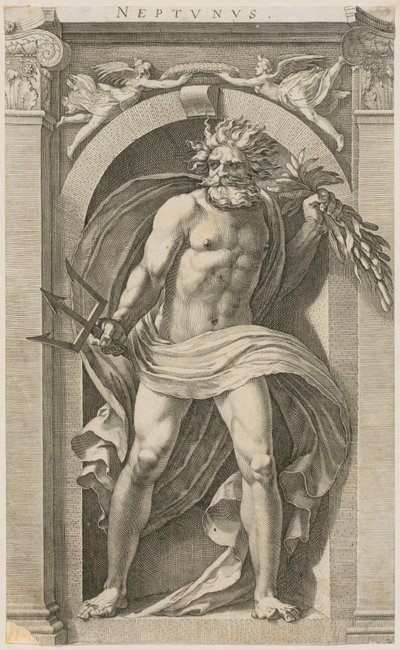 Neptune, Sheet 2 from the Series Eight Ancient Deities by Hendrick Goltzius