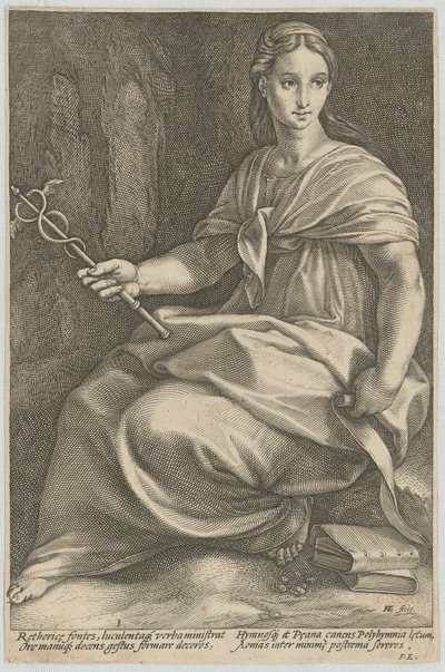 Polyhymnia, Plate 8 of the series “Nine Muses” by Hendrick Goltzius