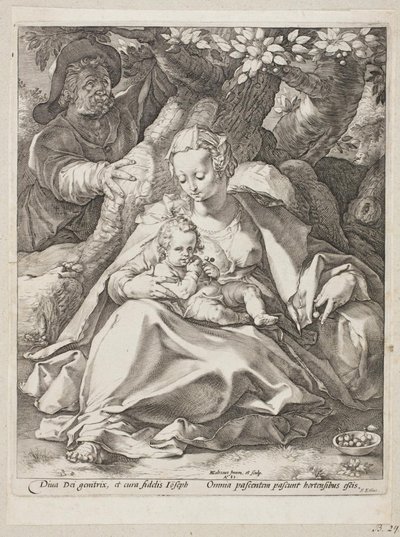 Rest on the Flight to Egypt Under a Cherry Tree by Hendrick Goltzius