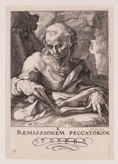 St Simon, from Christ, the Apostles and St Paul with the Creed by Hendrick Goltzius