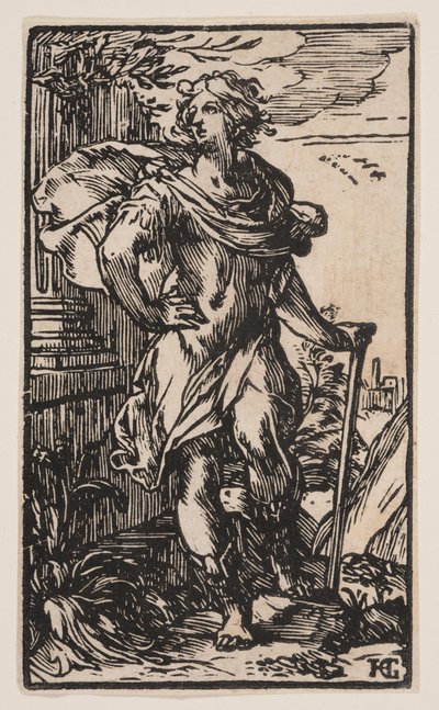 Standing Young Man with a Cane by Hendrick Goltzius