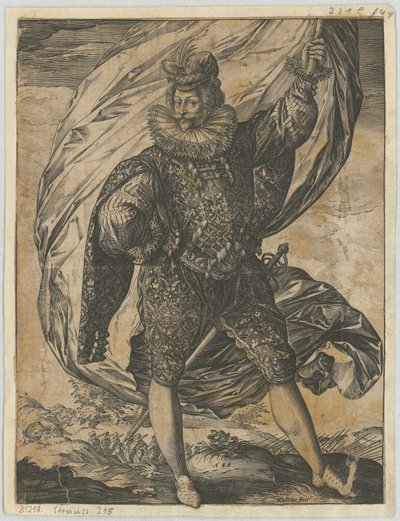 Standing Standard Bearer, Head Turned to the Left by Hendrick Goltzius