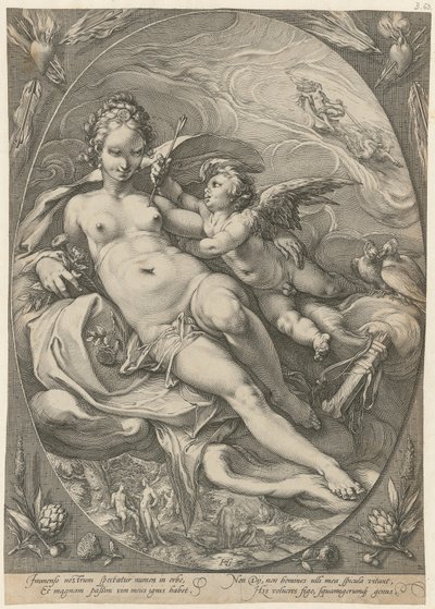 Venus and Cupid, Plate 2 of the Series "Three Goddesses" by Hendrick Goltzius