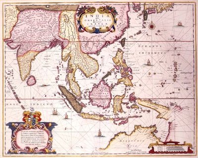 General map extending from India to southern Japan and northern Australia by way of the Indonesian archipelago and the Philippines, c.1700 by Hendrik I Hondius