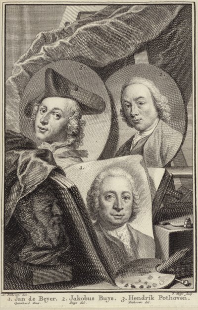 Portrait of Jan de Beijer, Jacobus Buys and Hendrik Pothoven by Hendrik Pothoven
