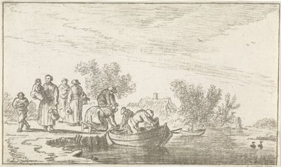 River View with Moored Rowboat by Hendrik Spilman