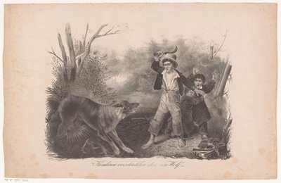 Children and a Wolf in the Forest by Hendrik Wilhelmus Last