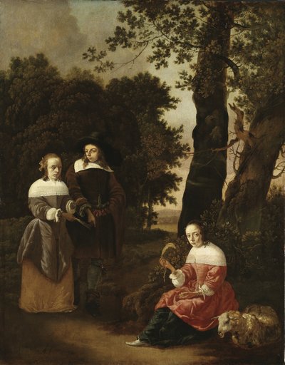 A Couple and a Shepherdess in a Landscape, 1661 by Hendrik van der Burgh