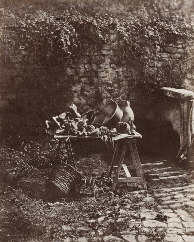 Still Life: Pot, Pitcher and Vegetables on a Sawhorse Table by Henri-Victor Regnault