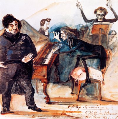 Caricature of Franz Liszt by Henri (1814-82) Lehmann