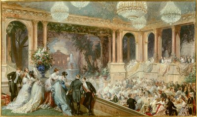 Dinner at the Tuileries by Napoleon III. A reception under the Second Empire. Watercolour by Baron Henri Baron (1816-1885). 19th century. Compiegne, Musee National Du Chateau by Henri Baron
