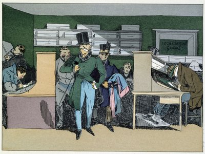 12 noon: arrival of Mr. the Head of Division, compulsory work - in "Administrative morals" by Henri Monnier by Henri Bonaventure Monnier