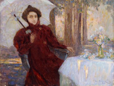 Woman with an Umbrella by Henri Eugene Augustin Le Sidaner
