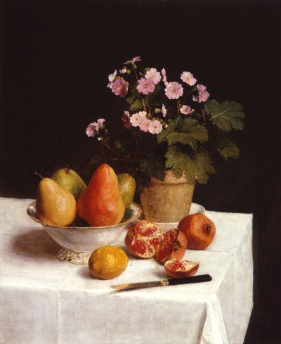 Still Life (Primroses, Pears and Pomegranates) by Henri Fantin-Latour