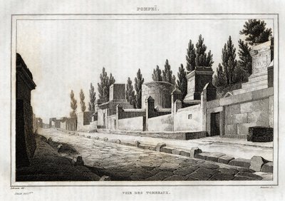 The way of the tombs, in Pompeii, engraving by Labrouste, in 