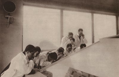 Paris: During an Operation, in a Modern Hospital; Operation as Seen from Above in a Hospital by Henri Manuel