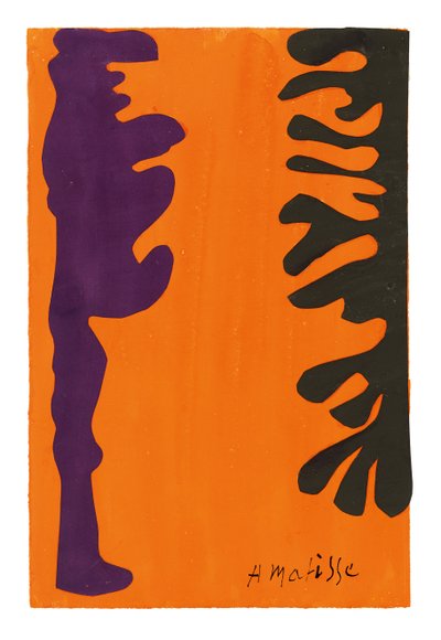 Black and Violet Arabesques on an Orange Background by Henri Matisse