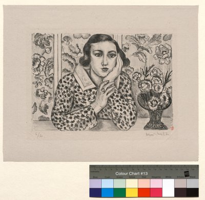 Young Girl Leaning on the Screen: Young Girl with a Bouquet of Flowers by Henri Matisse