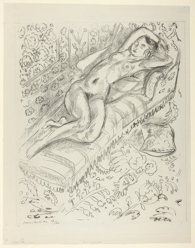 Nude Resting on a Chaise with Mashrabiya Background by Henri Matisse