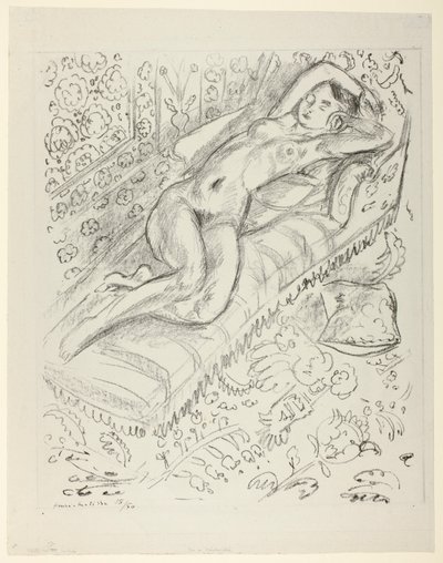 Nude Resting on a Chaise with Mashrabiya Background by Henri Matisse