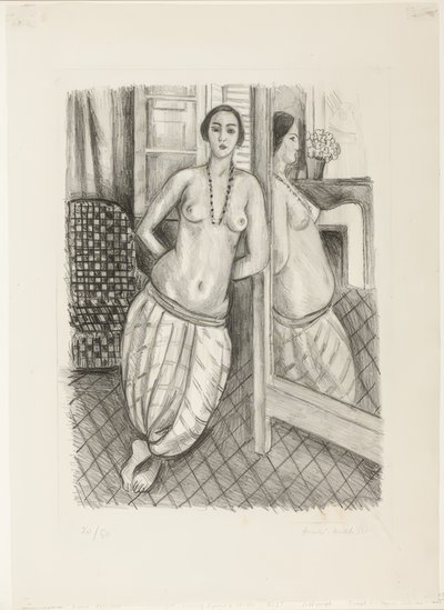 Odalisque in Striped Pants, Reflected in the Mirror by Henri Matisse