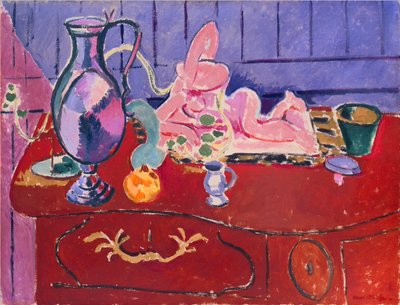 Pink Statuette and Jug on a Red Chest of Drawers by Henri Matisse