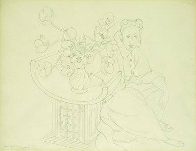 Seated Woman with a Vase of Tulips by Henri Matisse