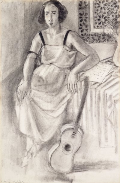 Woman Sitting with a Guitar by Henri Matisse