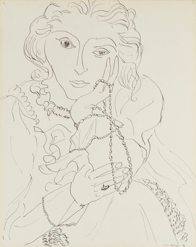 Woman with Ruffled Shirt and Pearl Necklace by Henri Matisse